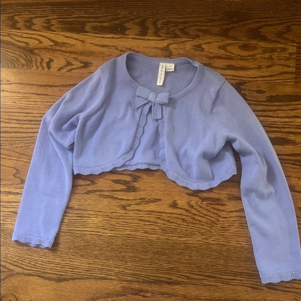 Janie and Jack Lavender cropped Cardigan with Bow